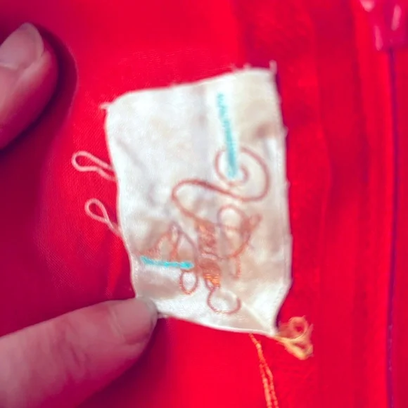 Amazing Vintage 1970’s Pat Sandler Red & Blue Bandana Print Maxi Dress - Picture 5 of 8